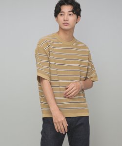 LB.04／透かし編みボーダーニットTシャツ