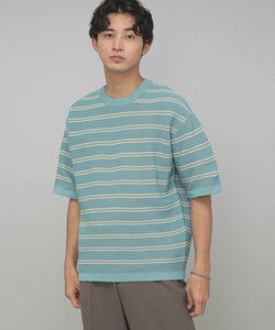 LB.04／透かし編みボーダーニットTシャツ