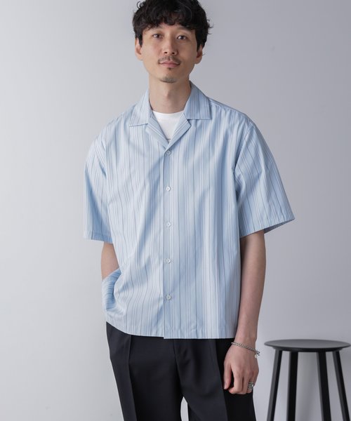 「HOTEL PALACE(オテルパラス)」COVEROSS(R) オープンカラー半袖ストライプシャツ