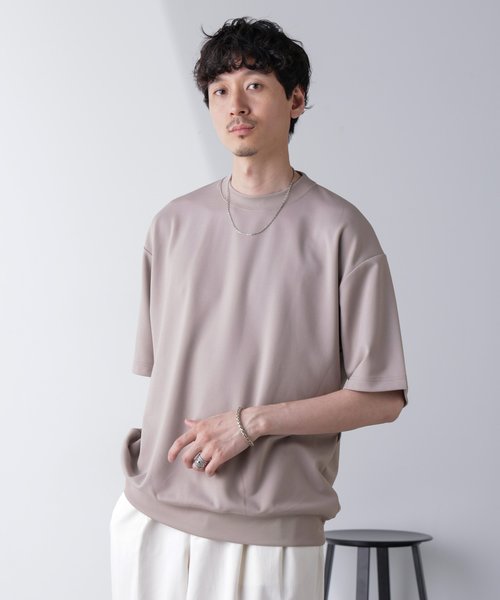 ワイドシルエットポンチクルーネックTシャツ