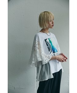 レースラッフルスリーブTシャツ