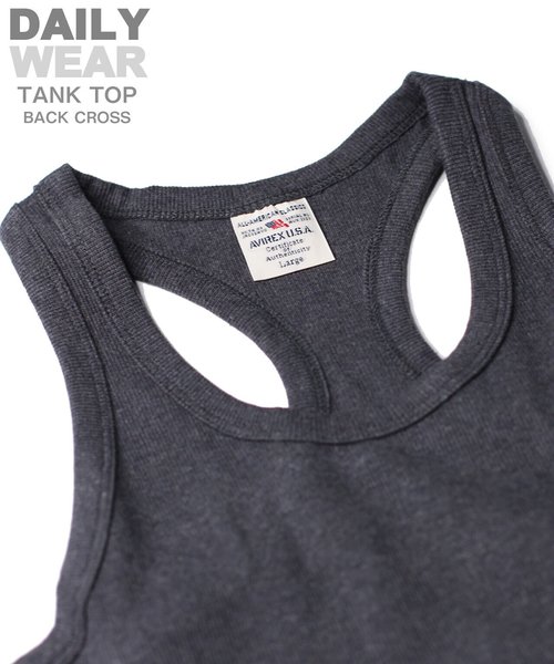 《DAILY／デイリー》RIB TANK TOP BACK CROSS／リブ タンクトップ バッククロス  デイリーウェア