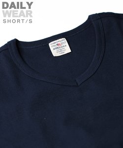 《DAILY》RIB S／S V-NECK T-SHIRT／リブ 半袖 ブイネック Tシャツ  デイリーウェア