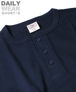 《DAILY／デイリー》RIB S／S HENLEY NECK T-SHIRT／リブ 半袖 ヘンリーネック Tシャツ  デイリーウェア