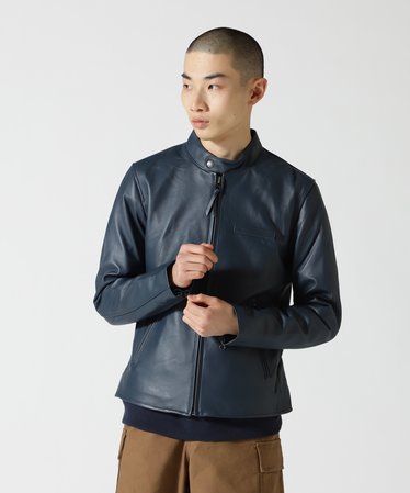 AGED LEATHER STAND ZIP RIDERS JACKET A.N.G. | AVIREX