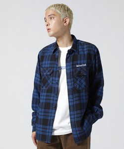 コットンリネン チェック エンブロイダリー シャツ ／ L／S COTTON LINEN CHECK ENB SHIRT