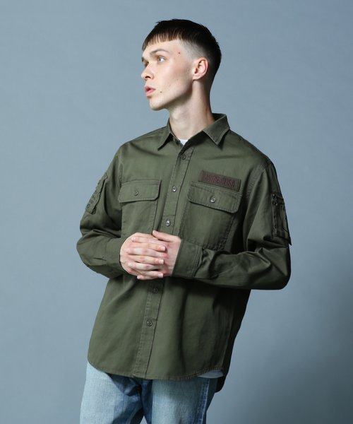 BASIC FATIGUE KHAKI L／S SHIRT／長袖 ファティーグ カーキ シャツ