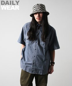 《DAILY／デイリー》BASIC CHAMBRAY S／S SHIRT ／ 半袖シャンブレーシャツ／AVIREX／アヴィレック