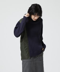 ≪WEB&DEPOT限定≫NYLON COMBI POCKET KNIT／ ナイロンコンビポケットニット