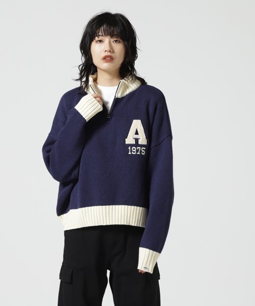 COLLEGE WAPPEN KINIT TOPS／ カレッジワッペンニットトップス