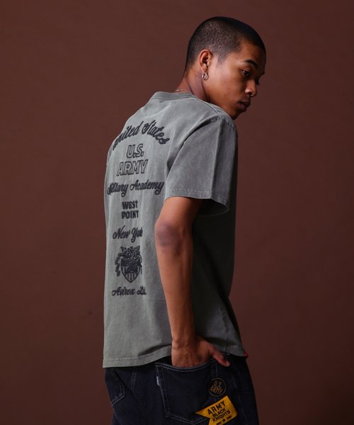 COLLECTION》WEST POINT EMBROIDERY FADE WASH T-SHIRT ／ウェスト