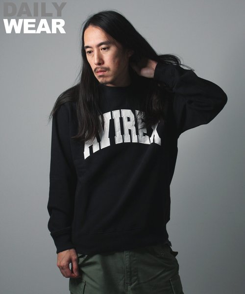 《DAILY／デイリー》CREW NECK L／S SWEAT LOGO ／ クルーネック ロングスリーブ スウェット ／ AVIREX ／