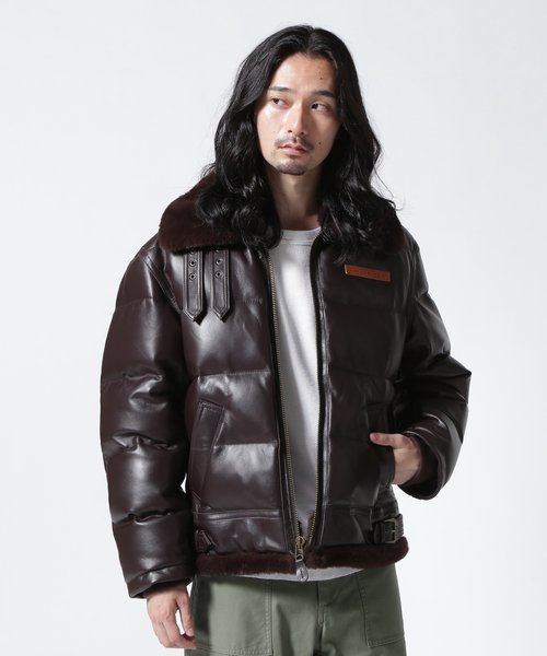 LEATHER DOWN BOMMER JACKET ／ レザー ダウン ボマー ジャケット ...