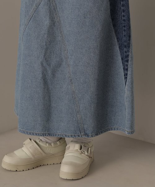 WEB&DEPOT限定》DENIM BICOLOR SKIRT／デニムバイカラースカート