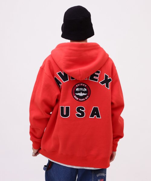 VARSITY LOGO SWEAT ZIP UP PARKA ／バーシティ ロゴ スウェット ジップアップ パーカー