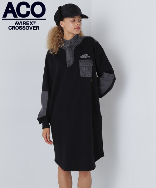 《CROSSOVER》DENIM COMBI ONEPIECE／デニムコンビワンピース