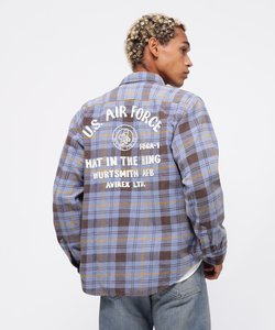 LONGSLEEVE CHECK EMB SHIRT USAF ／ ロングスリーブ チェック エンブロイダリー シャツ USAF 