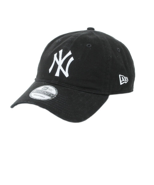ニューエラ（NEW ERA）帽子 キャップ 920 Cloth Strap Washed Cotton NY ブラック×ホワイト 11308523 日よけ