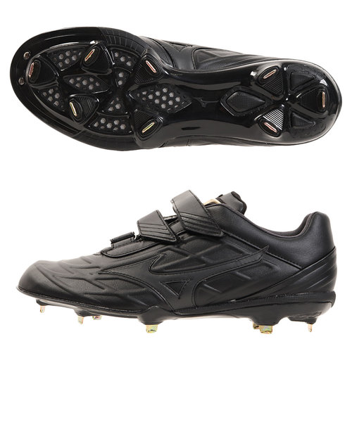 ミズノ（MIZUNO）野球スパイク 黒 ベルト 金具 一般 グローバルエリート トライブ QS BLT 11GM191400 ブラック