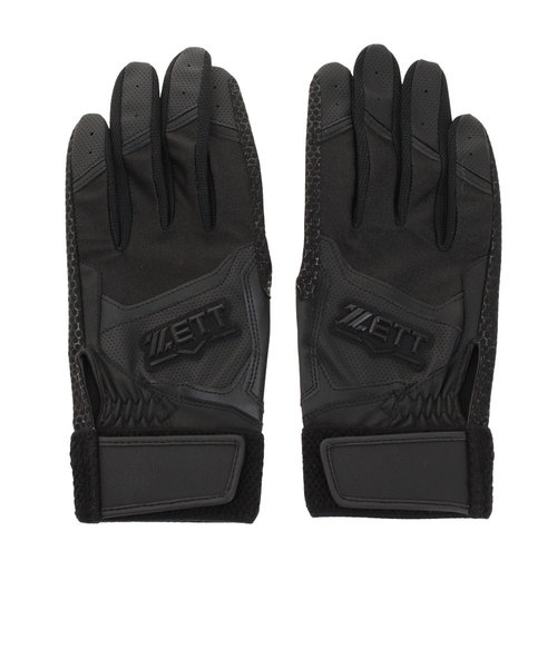 ゼット（ZETT）バッティンググローブ 両手用 手のひらシリコン加工 BG519HS-1900 高校野球対応 黒