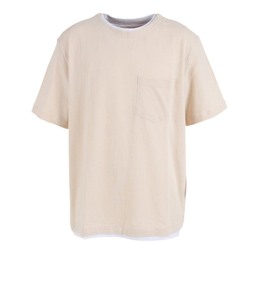 パフォーマンスギア（PG）Tシャツ メンズ 半袖 フェイクレイヤードクルーネックシャツ 871PA1CG6320OWHT