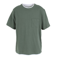 パフォーマンスギア（PG）Tシャツ メンズ 半袖 フェイクレイヤードクルーネックシャツ 871PA1CG6320GRN