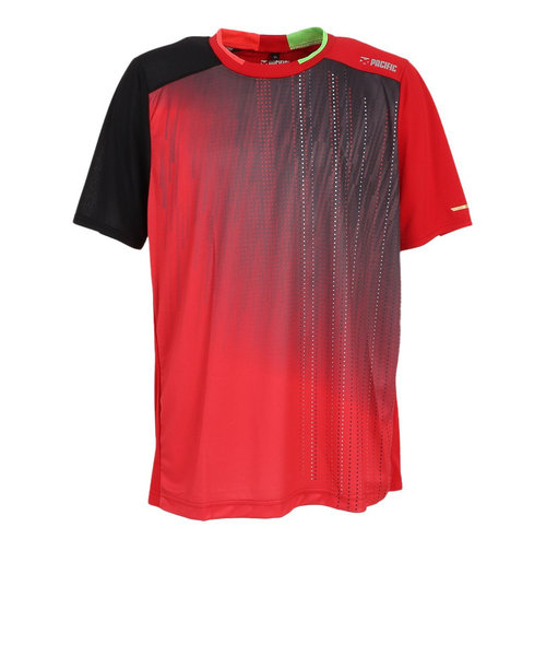 パシフィック（PACIFIC）テニスウェア ドライプラス昇華 プリントTシャツ PT21SM401 RED 速乾