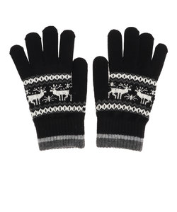 その他ブランド（OTHER BRAND）手袋 防寒 ジャガード鹿型 ニット手袋 黒 900NN1SN2750BLK