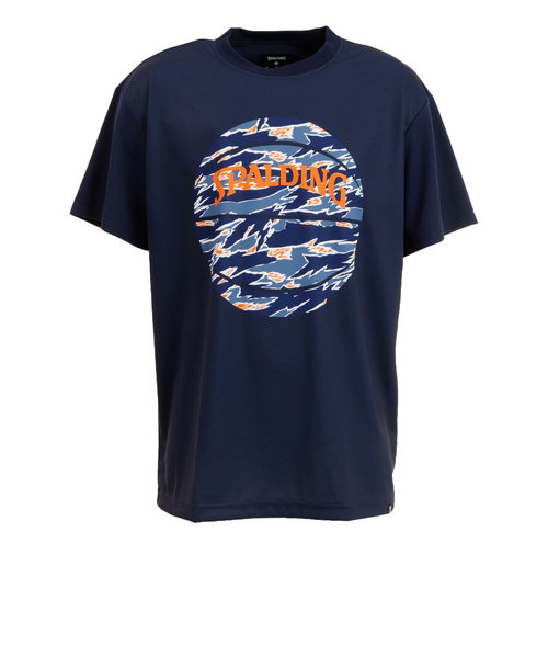 スポルディング（SPALDING）バスケットボールウェア UVカット Tシャツ タイガーカモボール SMT22001NV 速乾