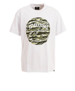 スポルディング（SPALDING）バスケットボールウェア UVカット Tシャツ タイガーカモボール SMT22001WH