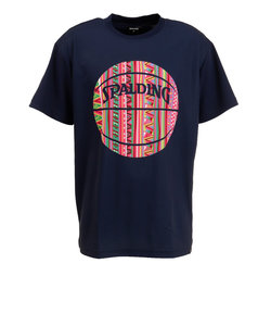 スポルディング（SPALDING）バスケットボールウェア UVカット Tシャツ アフリカントライバルボール SMT22005NV 速乾