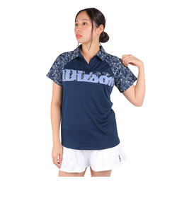 ウイルソン（Wilson）テニスウェア レディース プリント 半袖 ポロシャツ 紫外線遮蔽率90%以上 UVカット 紫外線対策 吸水速乾 412296-NV