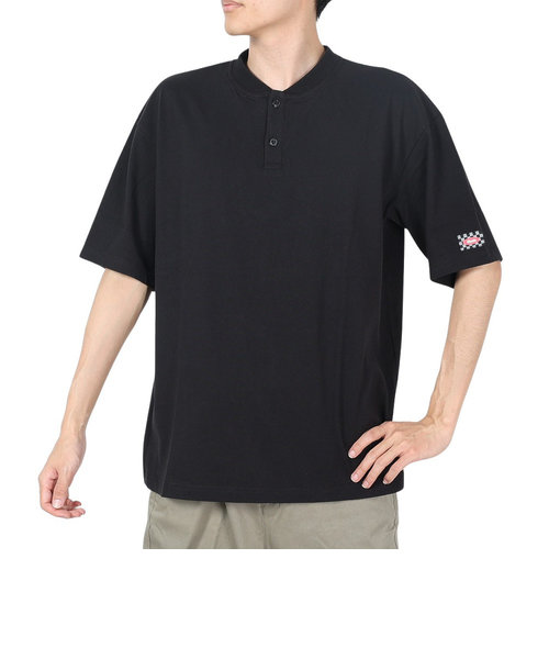 ヘンリーネック半袖Tシャツ SLYM018-BLK