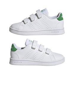 アディダス（adidas）アドバンコート ライフスタイル CF C 白 ホワイト グリーン GW6494 ジュニアスニーカー スポーツシューズ 靴 シューズ …