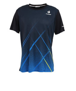 ルコックスポルティフ（lecoqsportif）テニスウェア ゲームシャツ Tシャツ 吸汗速乾 UPF50+ QTMTJA93 NVY