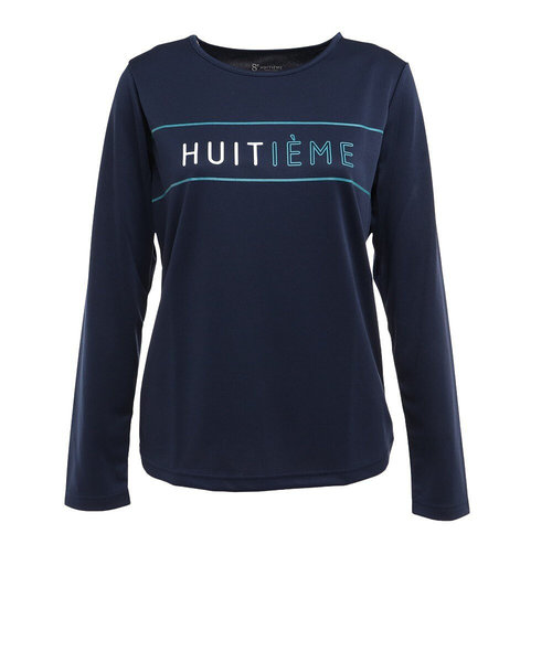 ウィッテム（HUITIEME）テニスウェア レディース Logo Flock 長袖Tシャツ HU19F02LS733164NVY 速乾 UVカット