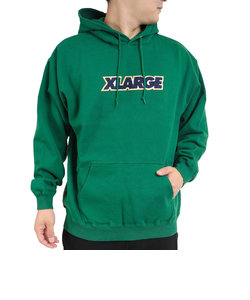 エクストララージ（XLARGE）TWO TONE STANDARD ロゴ プルオーバーフードスウェット 101223012008-GREEN