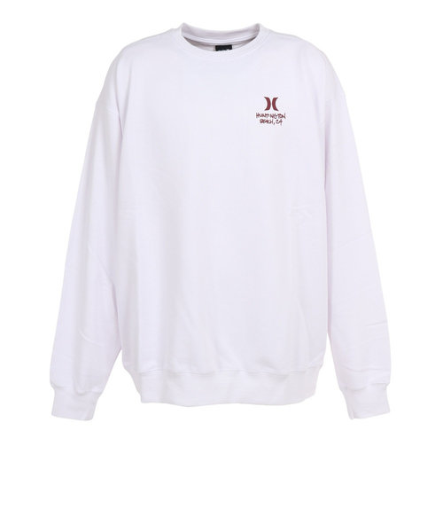 ハーレー（HURLEY）トレーナー スウェット 上 ホワイト 白 BIG LOGO スウエットクルーネック MFL2200004-WHT