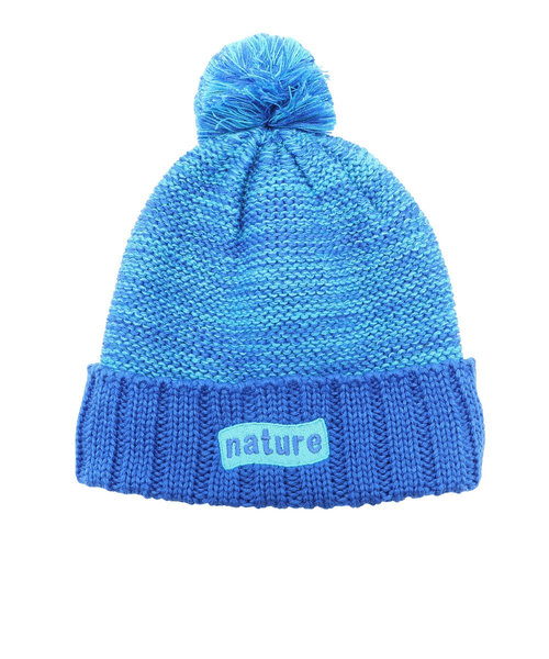 エアボーン（ARBN）ジュニア 帽子 ニット帽 ポンポン ブルー NATURE POM ニットキャップ AB33WC1392 BLU 防寒 雪あそび