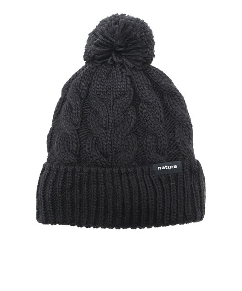 エアボーン（ARBN）ジュニア 帽子 ニット帽 ポンポン ブラック NATURE ニットキャップ AB33WC1393 BLK 防寒 雪あそび