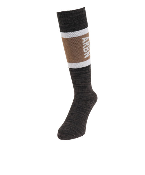 エアボーン（ARBN）靴下 ソックス ロゴ 杢柄 ブラック AB33WC0004 BLK 防寒 保温 抗菌防臭