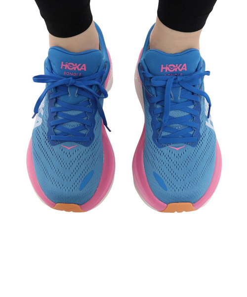 ホカ（HOKA）ランニングシューズ ボンダイ 8 BONDI 8 ブルー ピンク