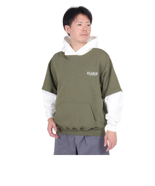 エクストララージ（XLARGE）LAYERED HOODED SWEAT 101231012020-OLIVE