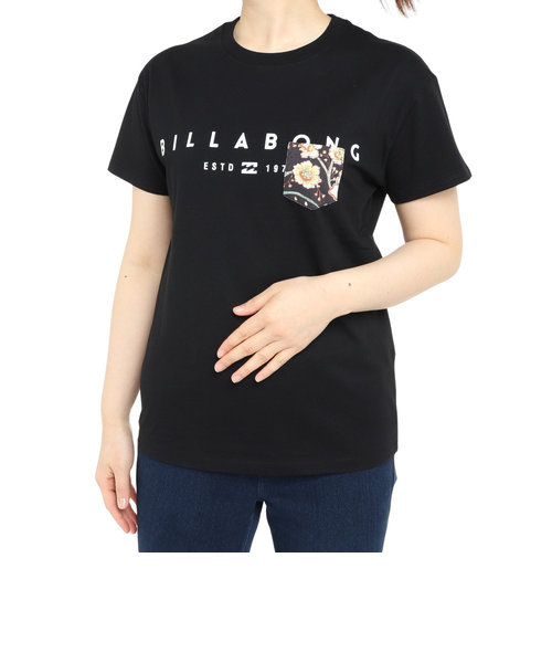 ビラボン（BILLABONG）Tシャツ レディース パターン ロゴポケット BD013203 BLK