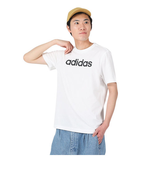 アディダス（adidas）半袖Tシャツ メンズ 白 エッセンシャルズ リニア刺しゅう ロゴ ECQ98-IC9276