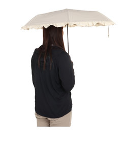 晴雨兼用 折りたたみ傘 遮光 クラシックフリル 801-11340-102 ベージュ