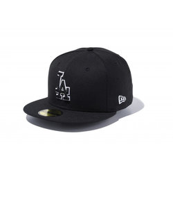 ニューエラ（NEW ERA）キャップ 59FIFTY ロサンゼルス・ドジャース ブラック × ブラック ホワイトアウトライン 13562254 MLB 大きい…