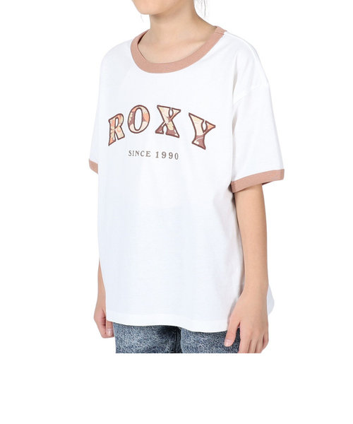 ロキシー（ROXY）半袖Tシャツ キッズ MINI VINTAGE FLOWER LOGO TST232107 WHT