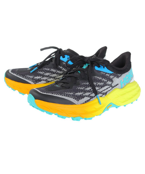 ホカ（HOKA）ランニング シューズ スピードゴート5 レギュラー ブラック イエロー 1123158-BEPR スニーカー トレイル クッション性 軽量