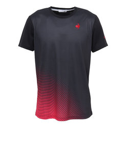 ルコックスポルティフ（lecoqsportif）テニスウェア プリントゲームシャツ QTMWJA04 BK UVカット